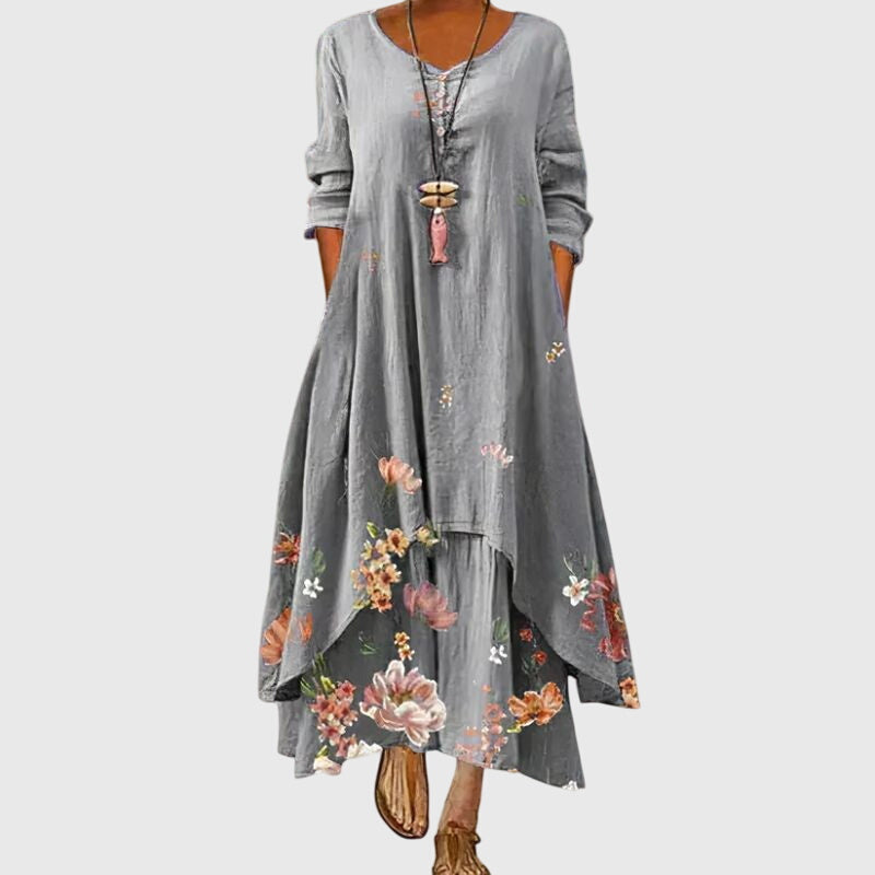 Alexandra - Ladies Summer Long Sleeve Printed Maxi Dress