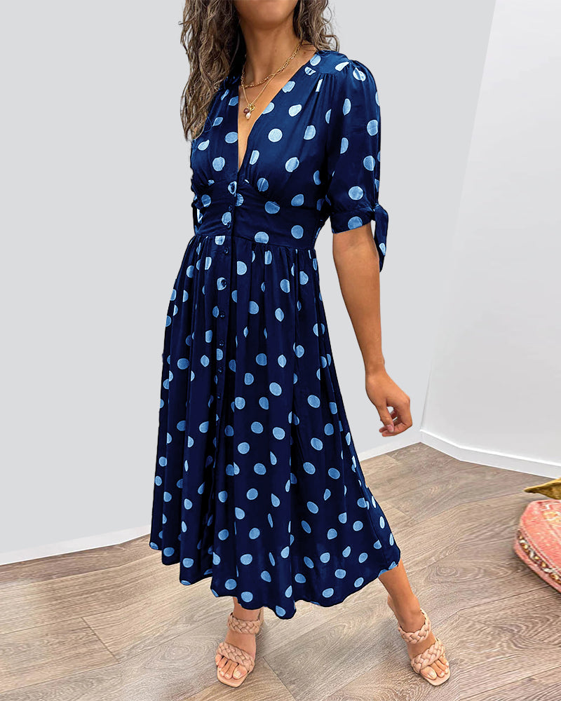 Nipa - Polka Dot V-Neck Dress