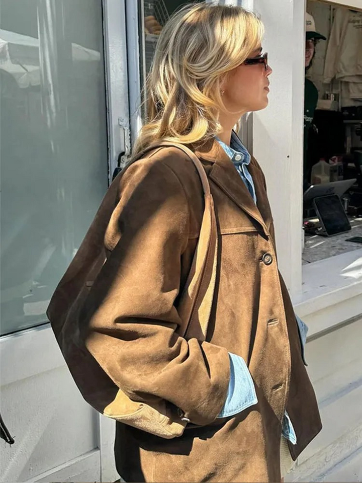 Stacy | Suede look trench coat