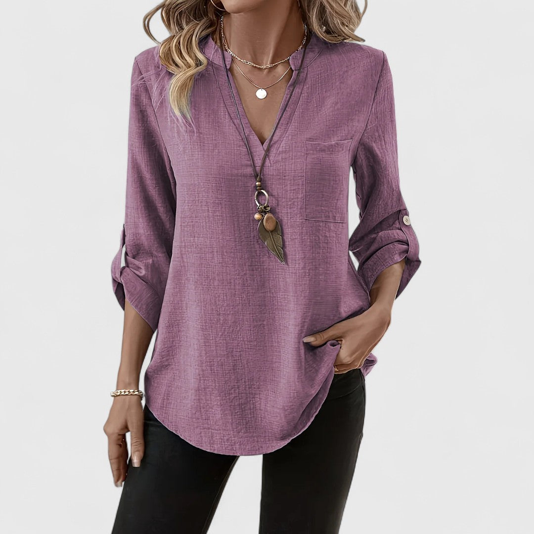 Jennifer - Elegant V-Neck Long Sleeve Top