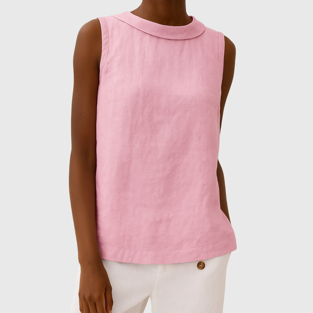Camellia – Sleeveless Roll Collar Top