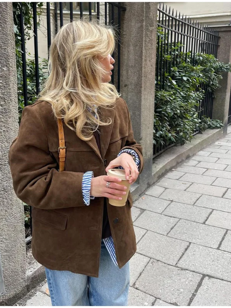 Stacy | Suede look trench coat