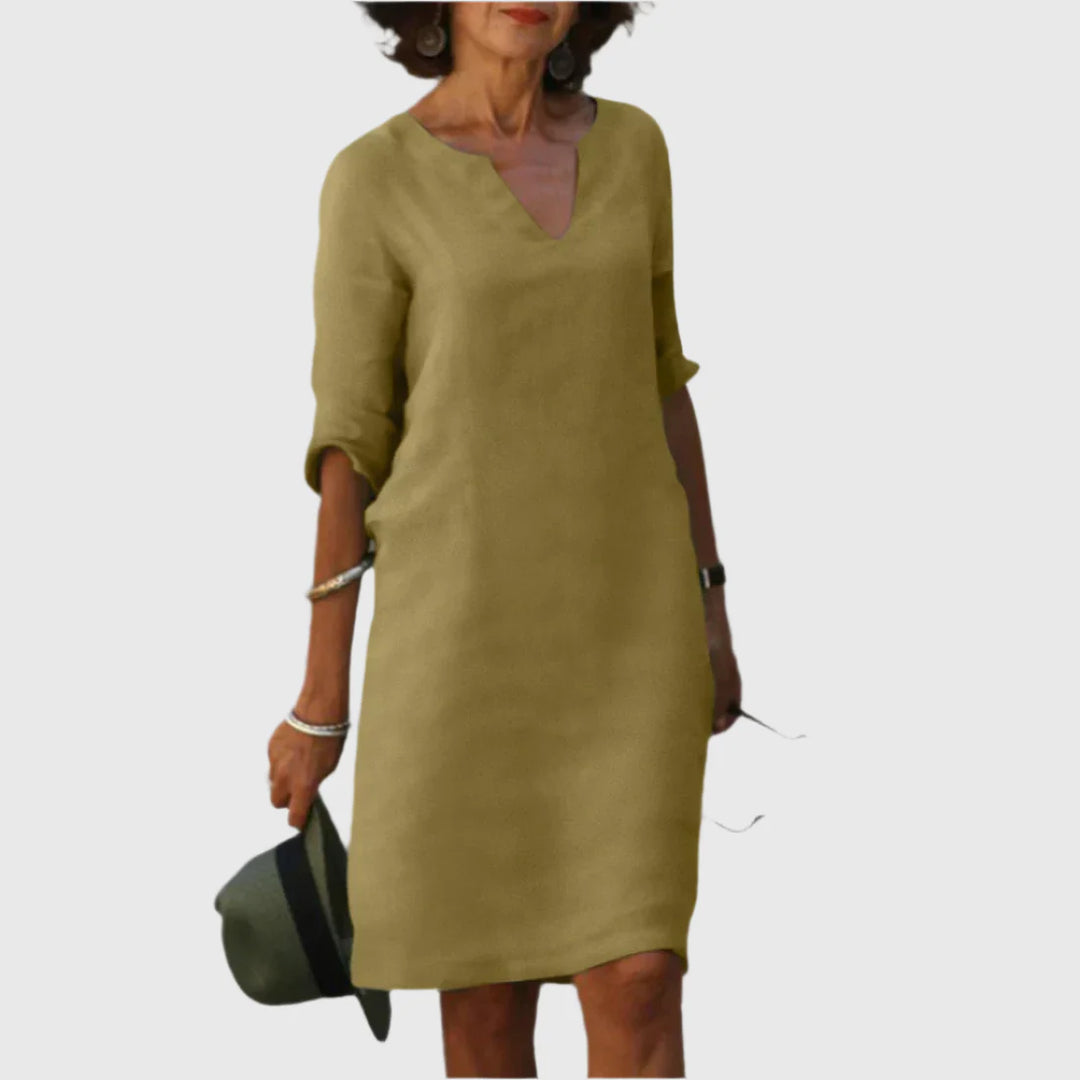 Deborah - Mini dress with V neckline and 3/4 sleeves