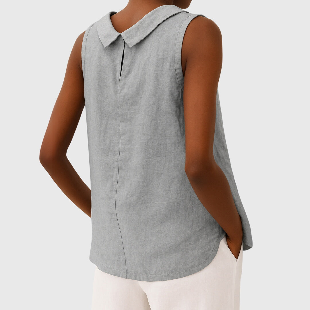 Camellia – Sleeveless Roll Collar Top