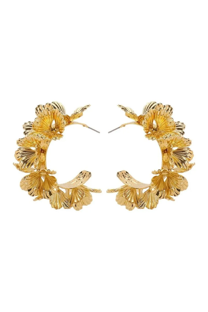 Hadley | C-Shaped Floral-Design Earrings