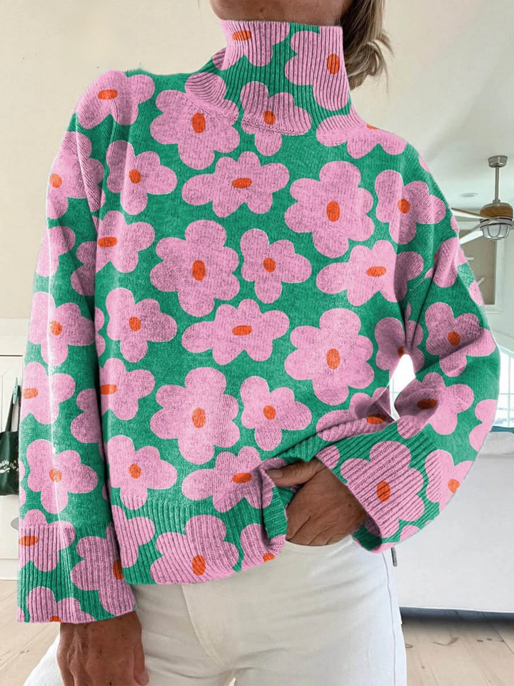 Anna | WARM FLORAL TURTLENECK