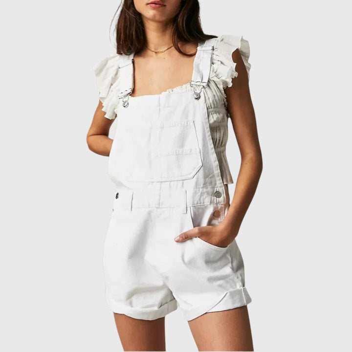 Rina - Vintage Adjustable Denim Overall Shorts