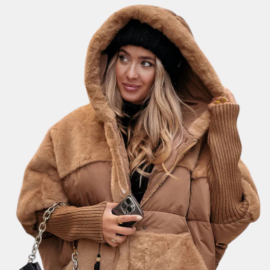 Penelope | Oversized Hooded Patchwork Puffer Jacket