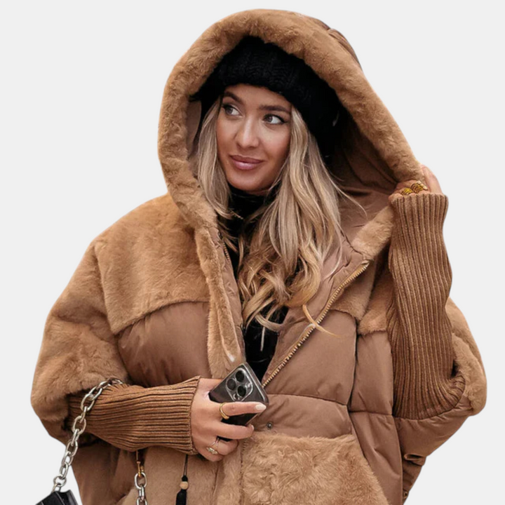 Penelope | Oversized Hooded Patchwork Puffer Jacket