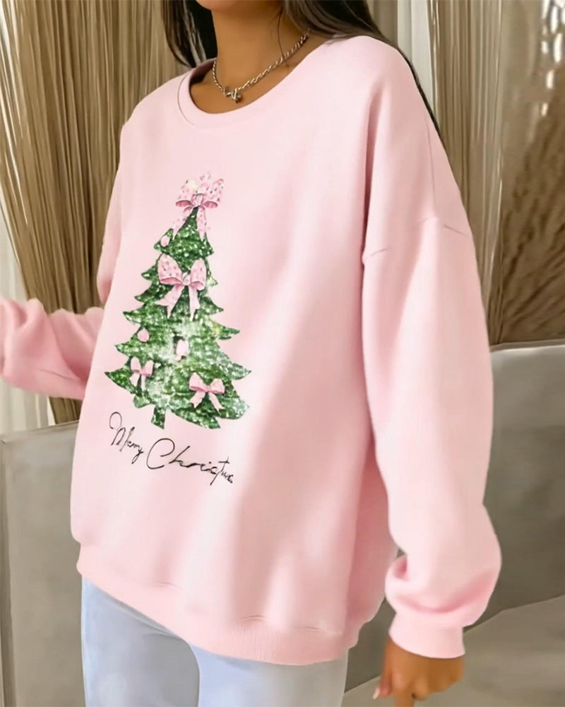 Elvera | Long Sleeve Christmas Print Sweatshirt