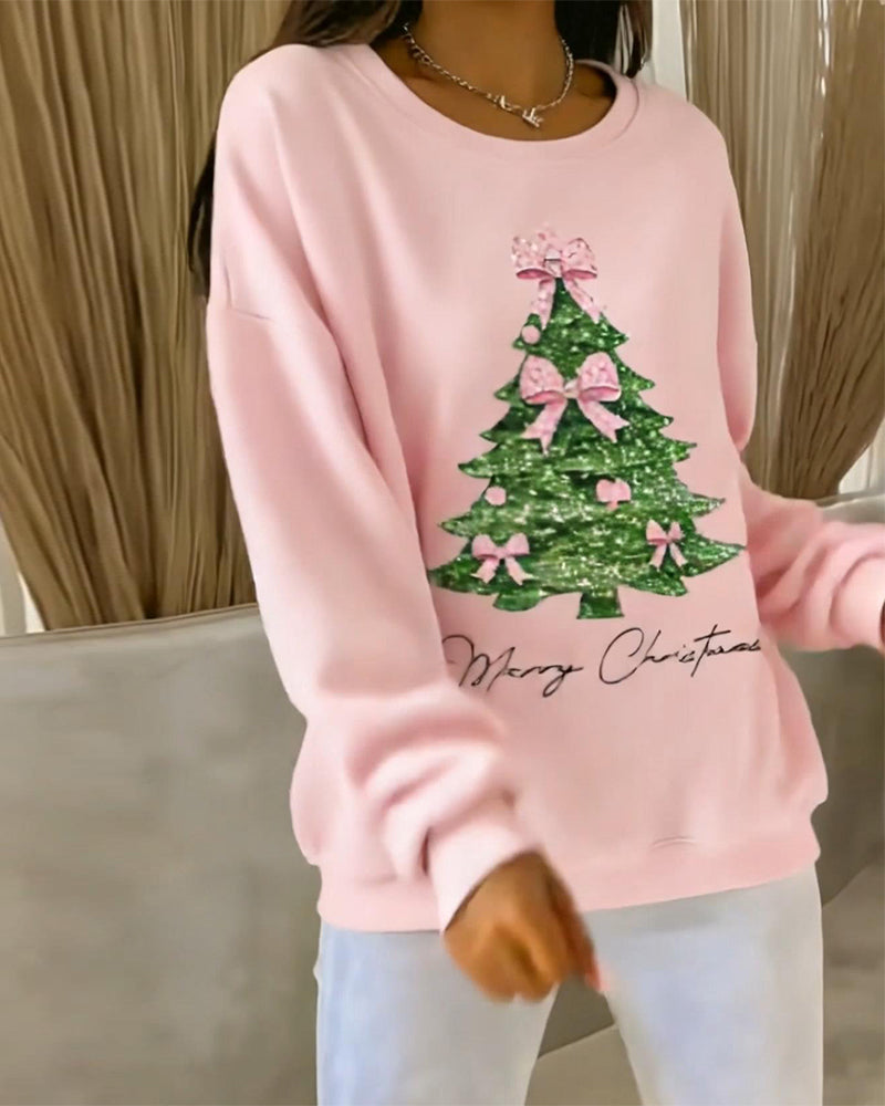Elvera | Long Sleeve Christmas Print Sweatshirt
