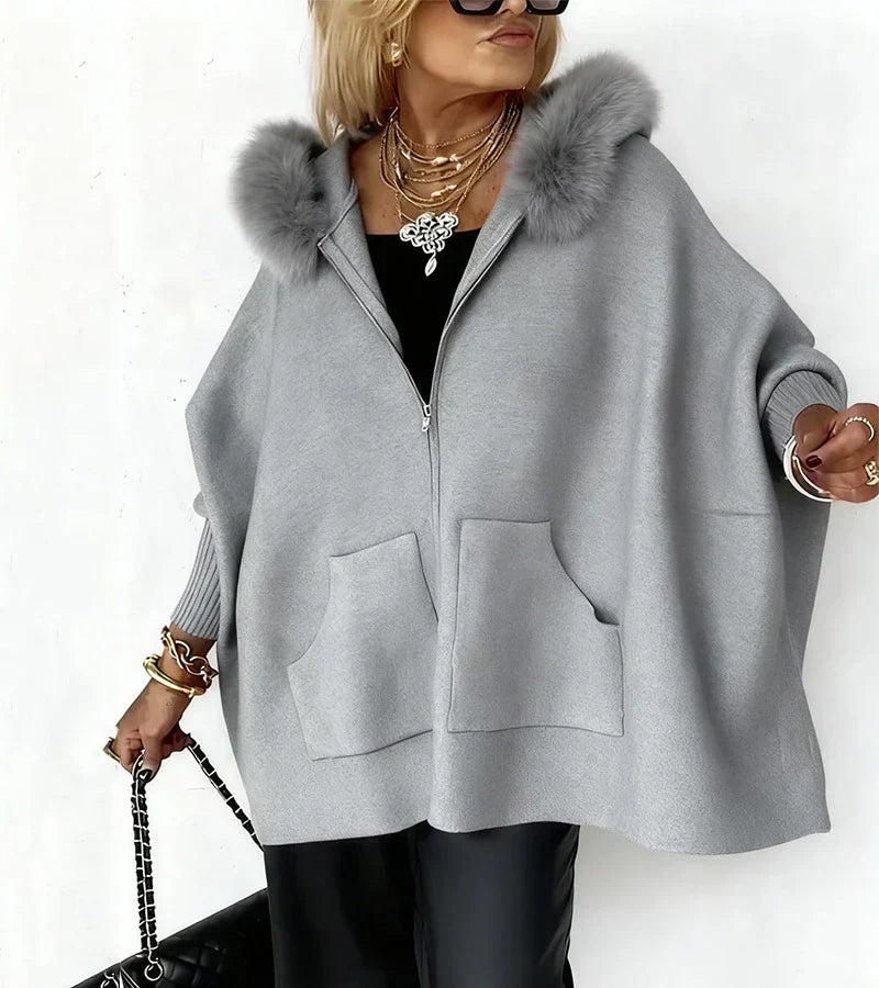 Catherine | Casual Hooded Coat with Fur Collar