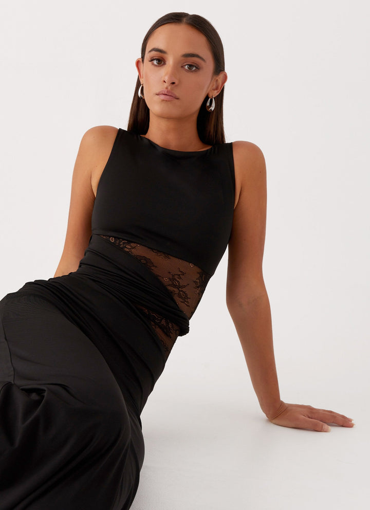Leni | Black dress with Subtle Cutouts and Lacing