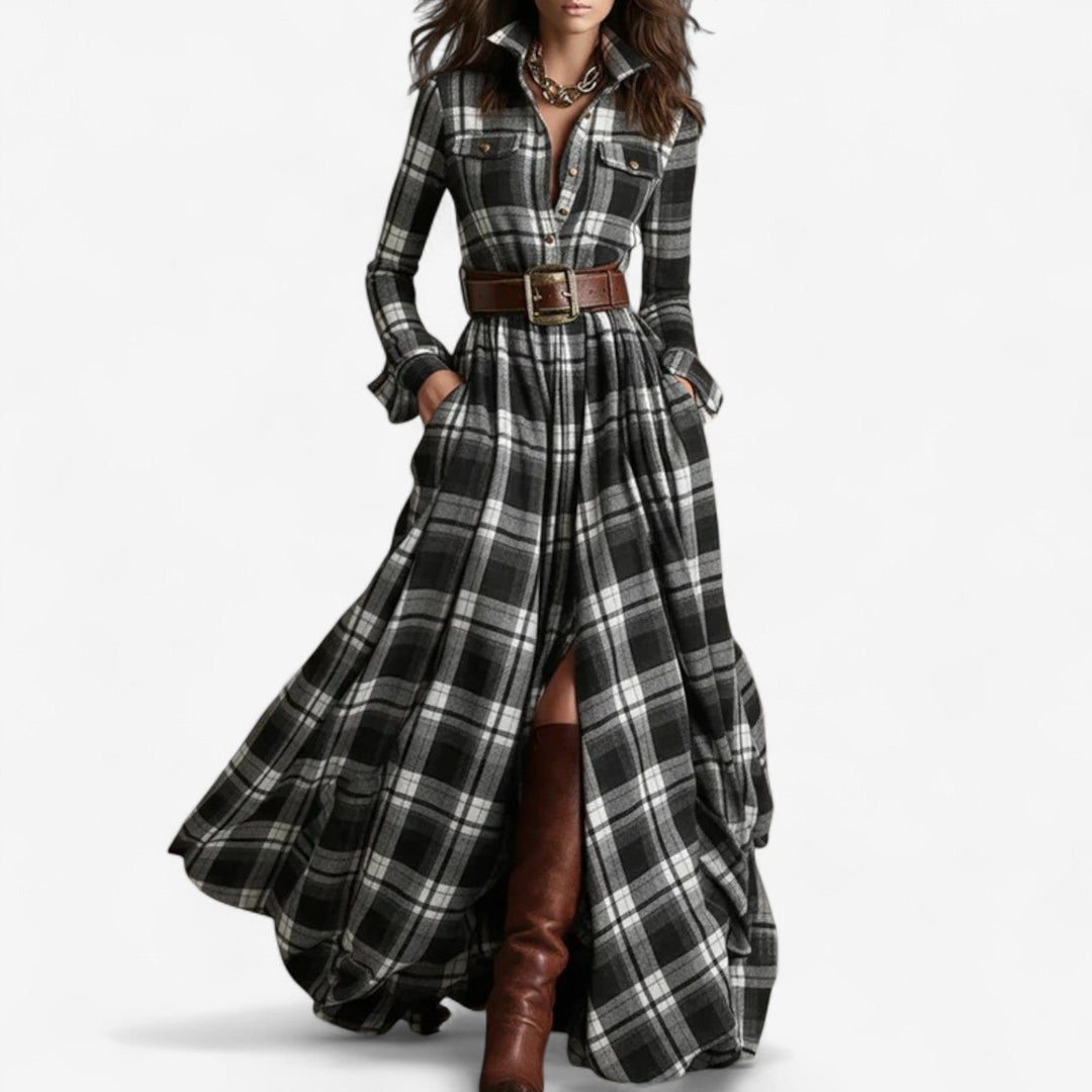 Dina | Timeless Checkered Maxi Dress