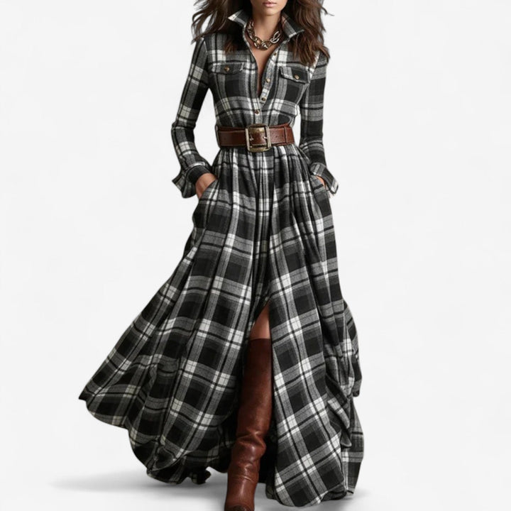 Dina | Timeless Checkered Maxi Dress