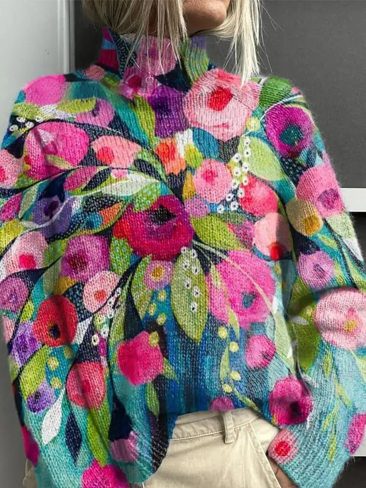 Anna | WARM FLORAL TURTLENECK