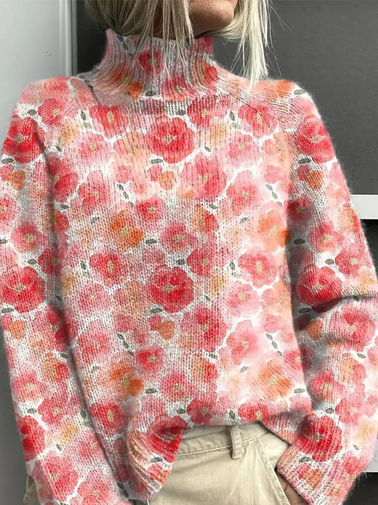Anna | WARM FLORAL TURTLENECK