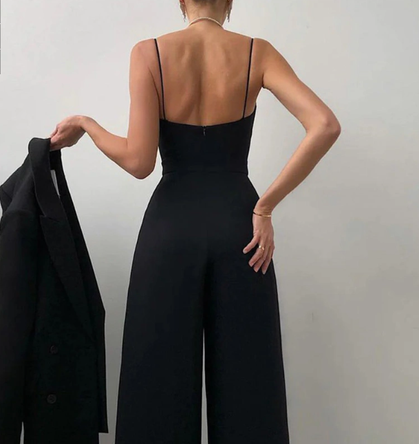 Imani - Elegant Spaghetti Strap Wide-Leg Jumpsuit