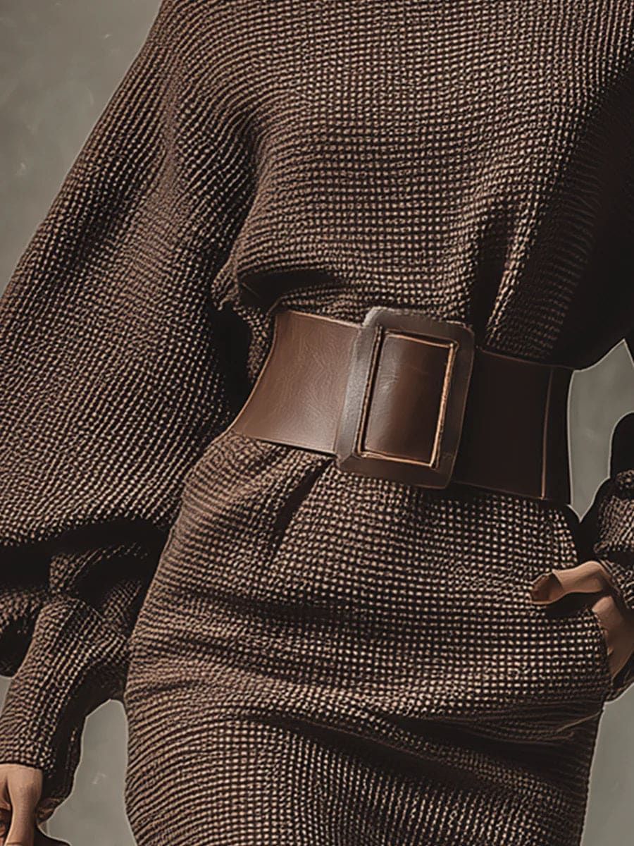 Rebecca | Short Knit Dress with Structured Belt