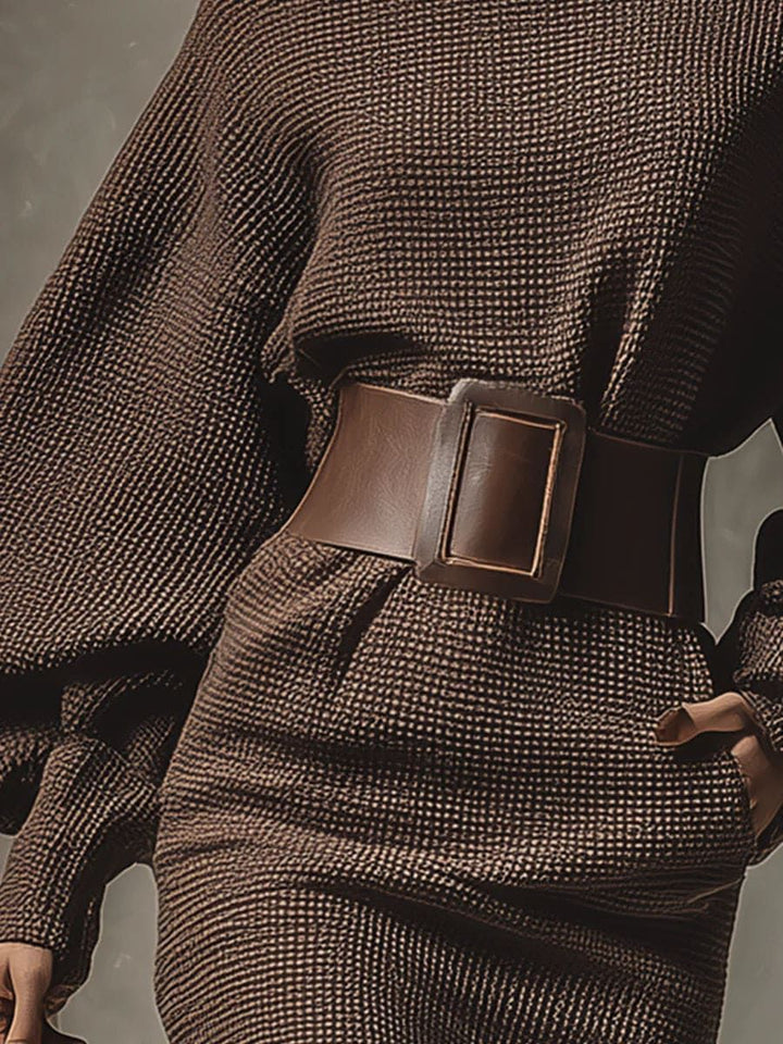 Rebecca | Short Knit Dress with Structured Belt