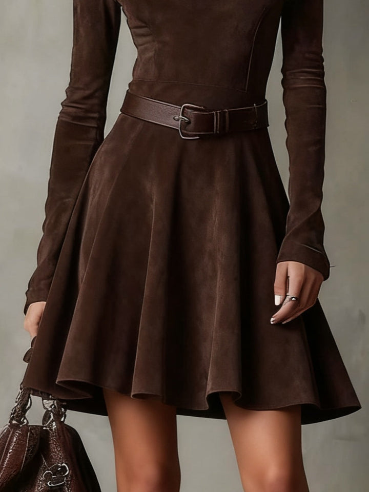 Elara | Vintage Suede Dress with Belt