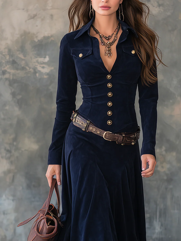 Florence | Elegant Suede-Feel Maxi Dress