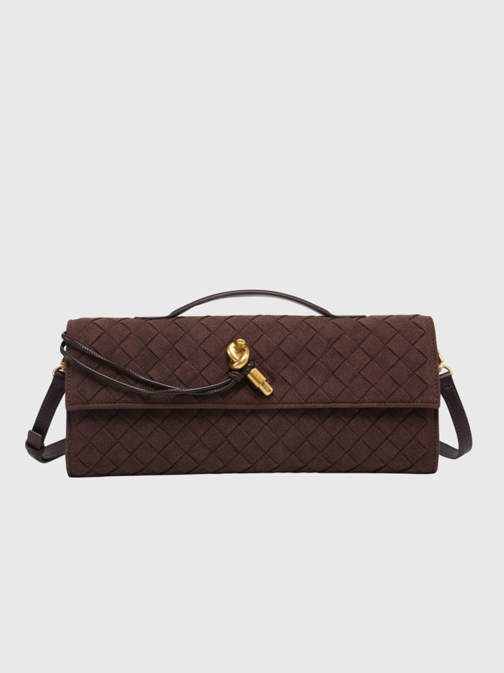 Cherry | Luxe Woven Suede Clutch