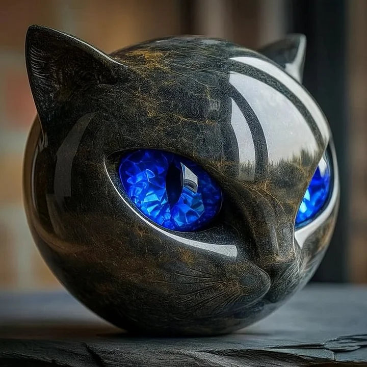 NyxCharm | Mystical Black Cat Head Sculpture