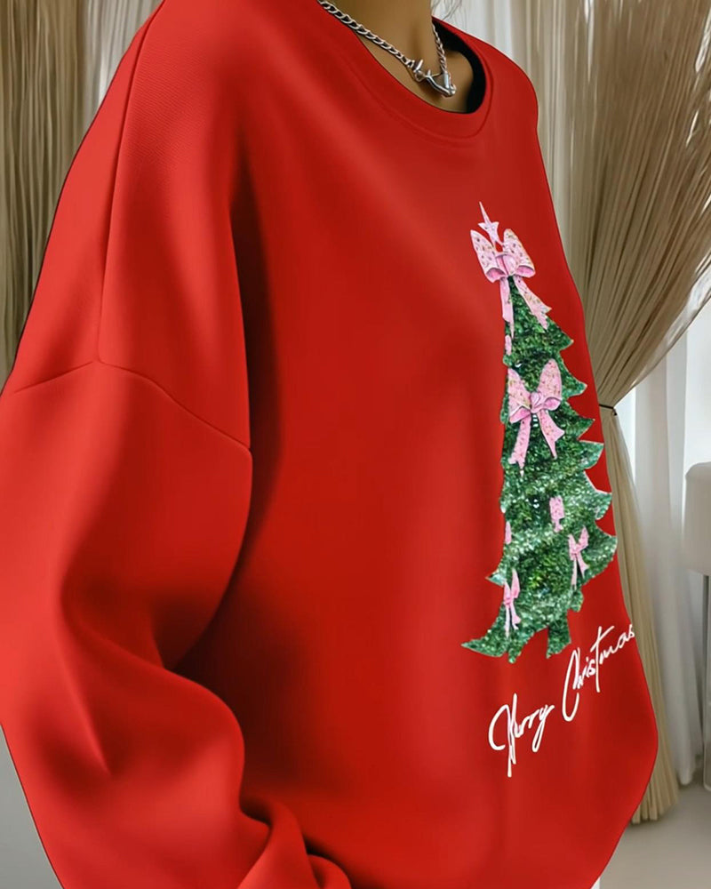Elvera | Long Sleeve Christmas Print Sweatshirt