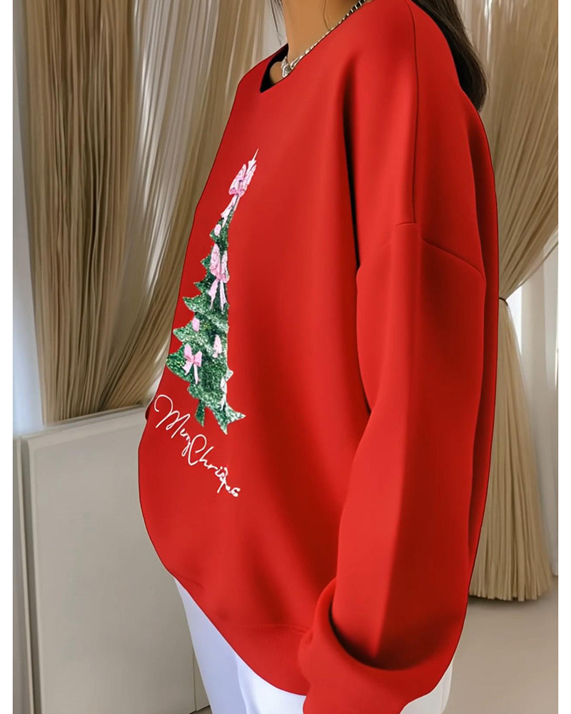 Elvera | Long Sleeve Christmas Print Sweatshirt