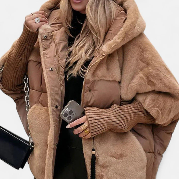 Penelope | Oversized Hooded Patchwork Puffer Jacket